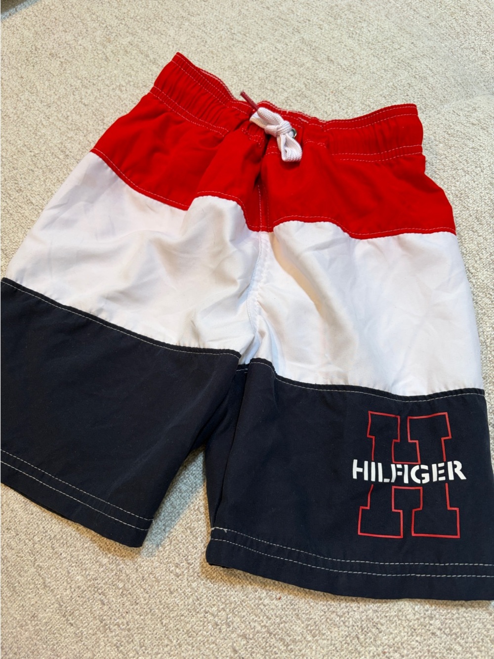 Tommy Hilfiger Red White Colorblock Swim Shorts